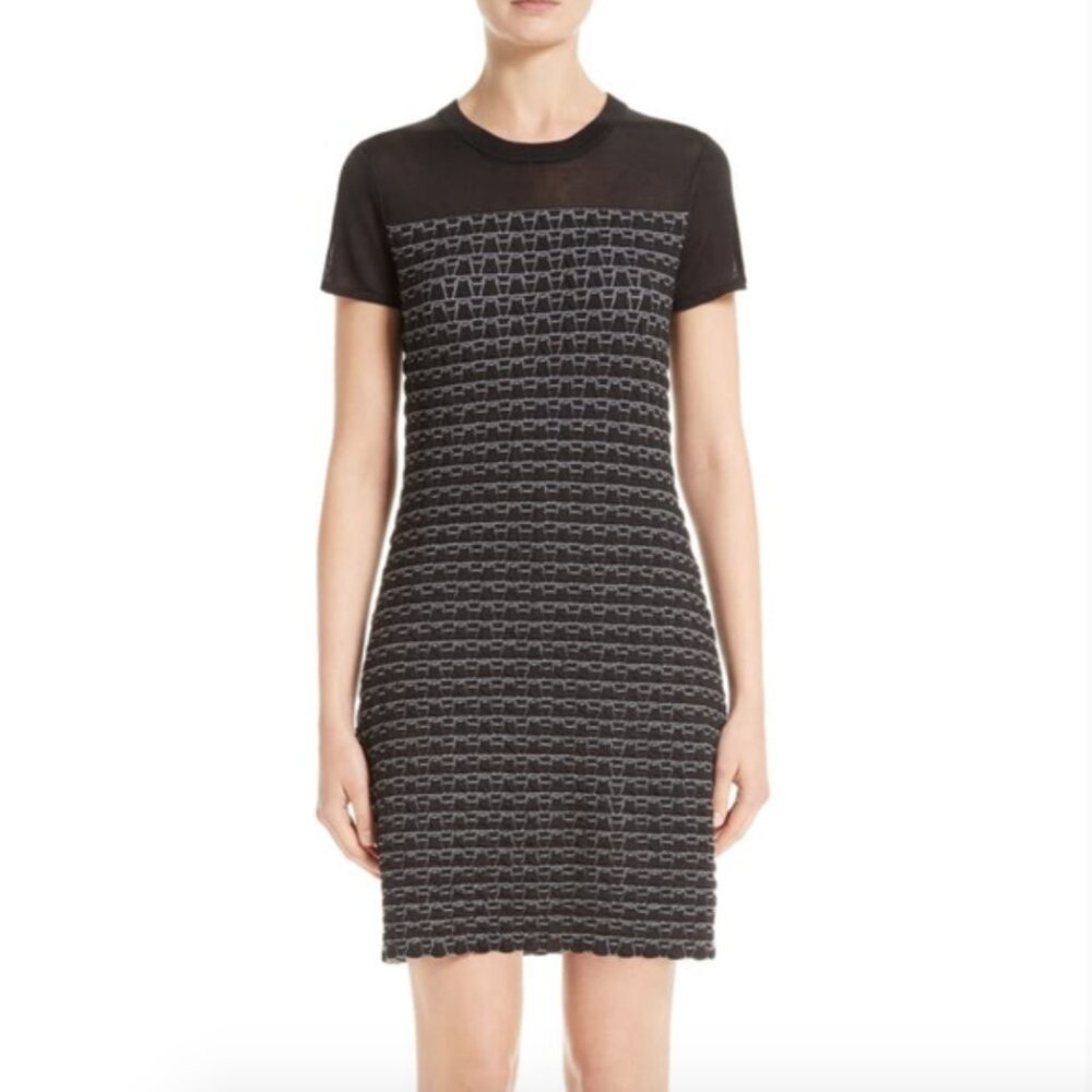 Rag & Bone Black and White Gwen Knit Dress with Cap Sleeve - Size XS
